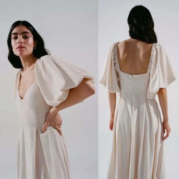 New Velvet Wedding Dress Maxi Puff Poof Sleeve Romantic Bustier Corset Bodice UO - Picture 15 of 16